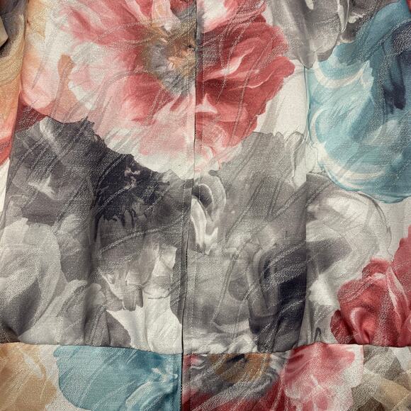 Alfred Dunner Jacket Womens 10 Petite Pink Blue Floral Zip Shiny Lightweight - Picture 2 of 10